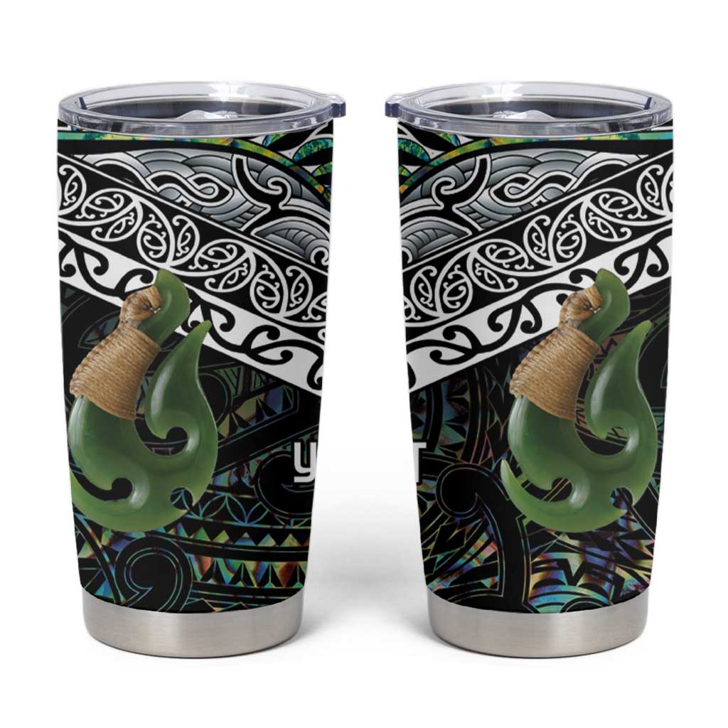 Personalised Maori Manaia Tumbler Cup New Zealand Tribal Hei Matau Papua Shell LT9 Green - Polynesian Pride