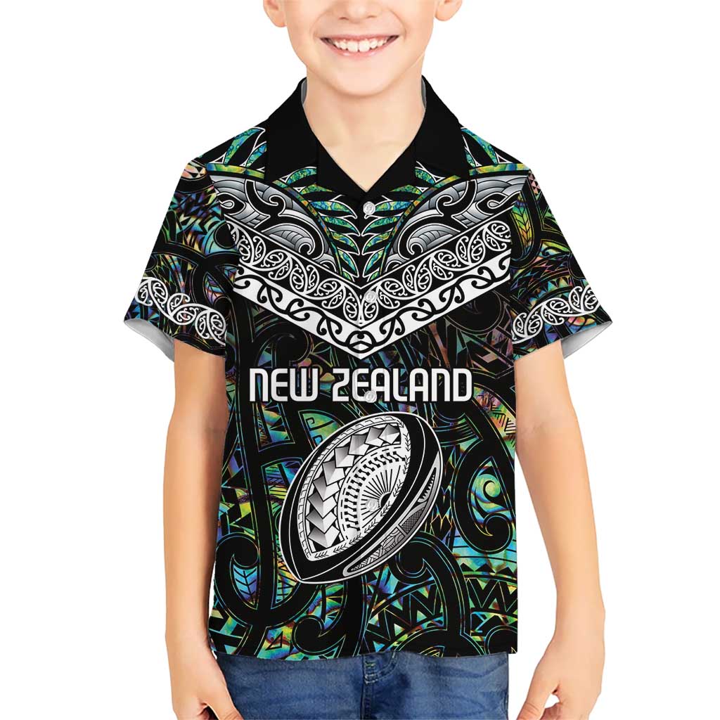 Custom New Zealand Kid Hawaiian Shirt Maori Rugby Tattoo Papua Shell