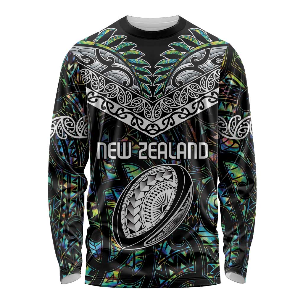 Custom New Zealand Long Sleeve Shirt Maori Rugby Tattoo Papua Shell