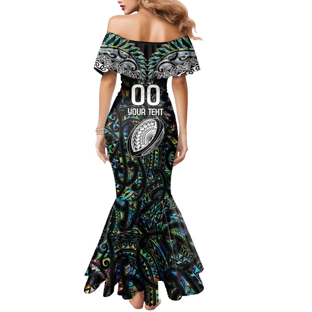 Custom New Zealand Mermaid Dress Maori Rugby Tattoo Papua Shell