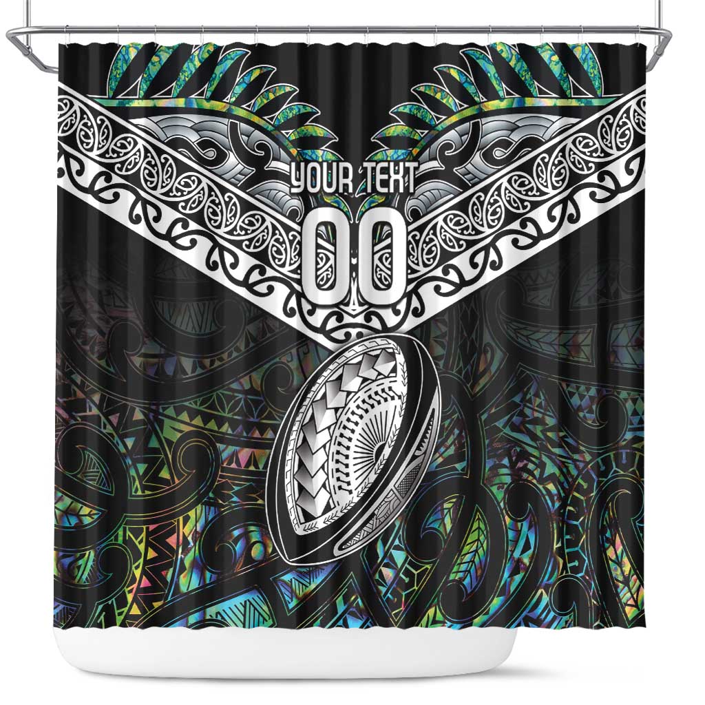 Custom New Zealand Shower Curtain Maori Rugby Tattoo Papua Shell