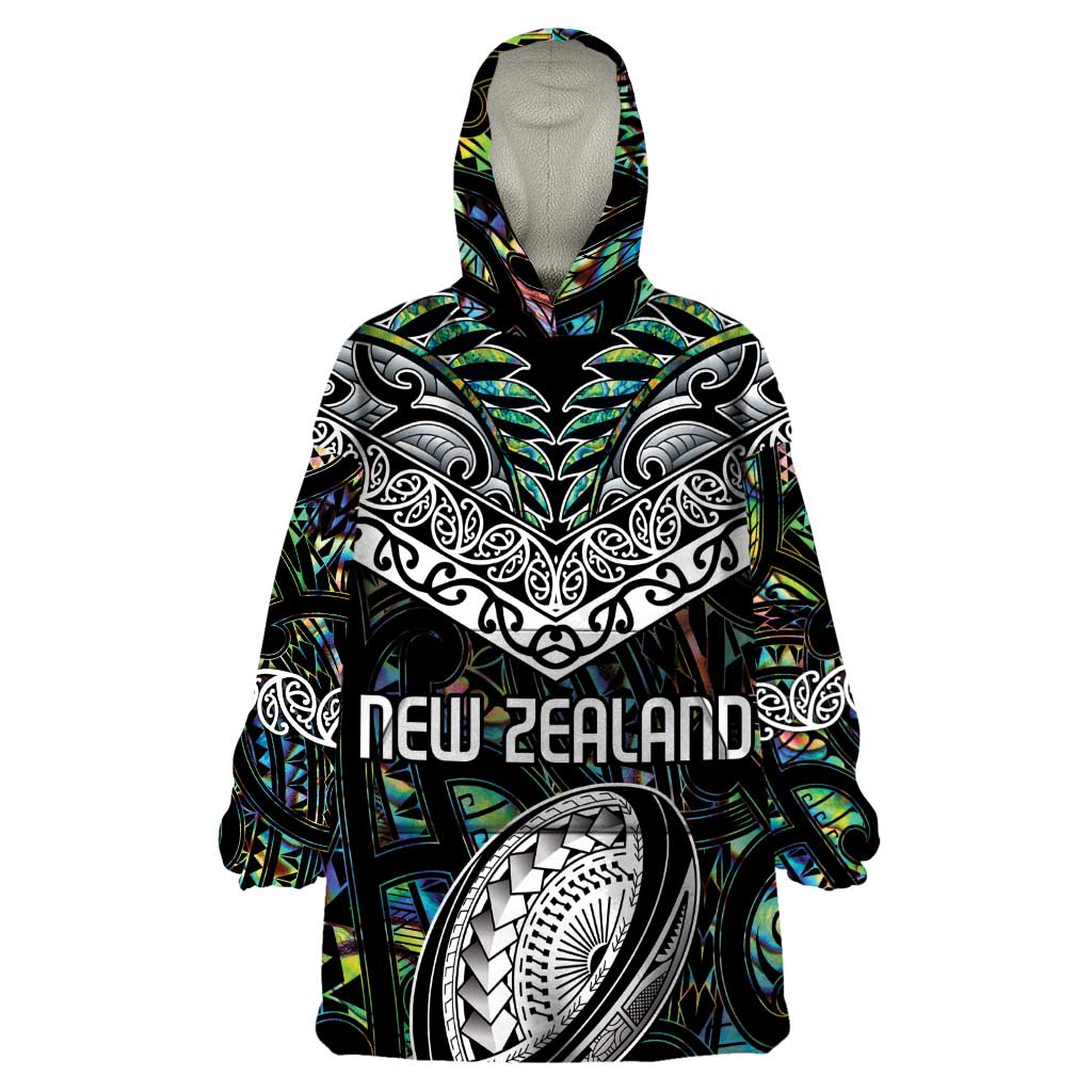 Custom New Zealand Wearable Blanket Hoodie Maori Rugby Tattoo Papua Shell