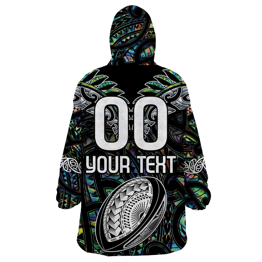 Custom New Zealand Wearable Blanket Hoodie Maori Rugby Tattoo Papua Shell