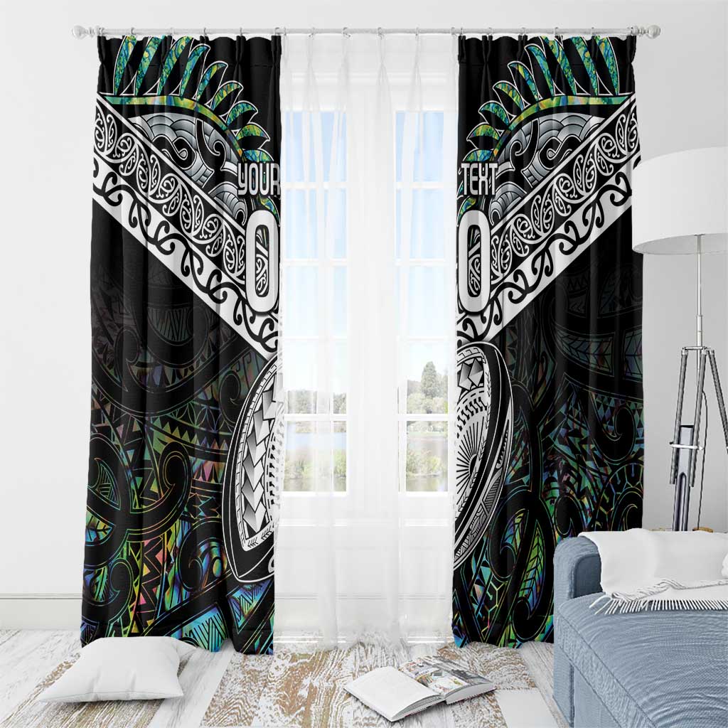 Custom New Zealand Window Curtain Maori Rugby Tattoo Papua Shell