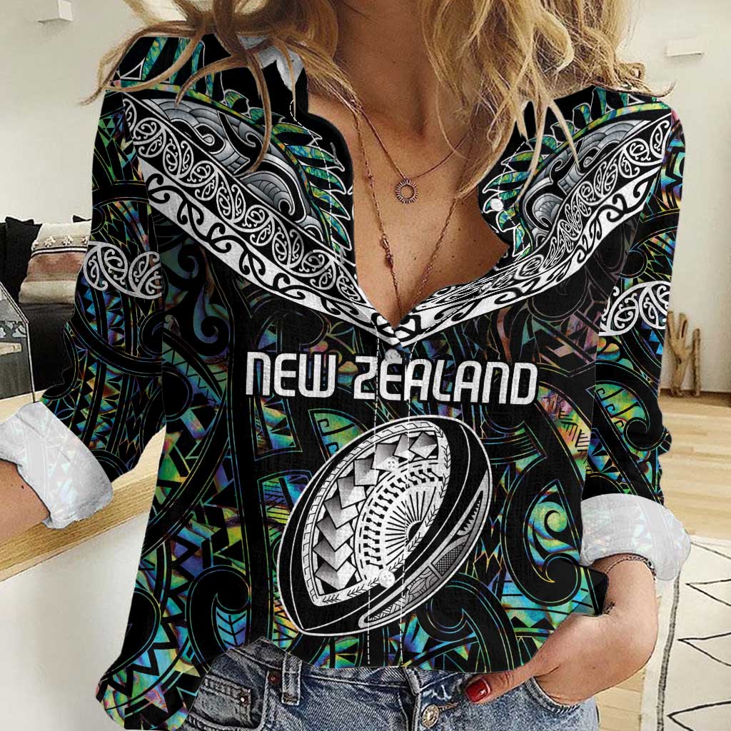 Custom New Zealand Women Casual Shirt Maori Rugby Tattoo Papua Shell