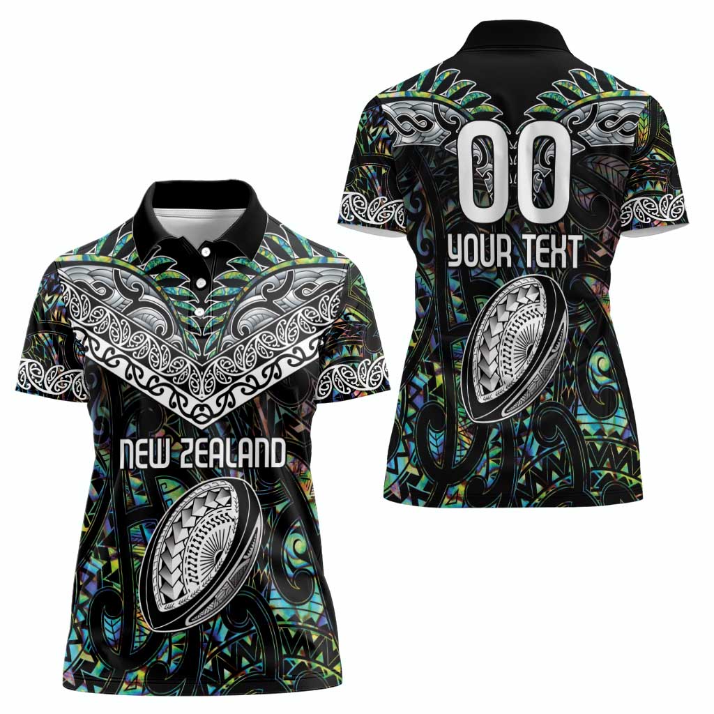 Custom New Zealand Women Polo Shirt Maori Rugby Tattoo Papua Shell