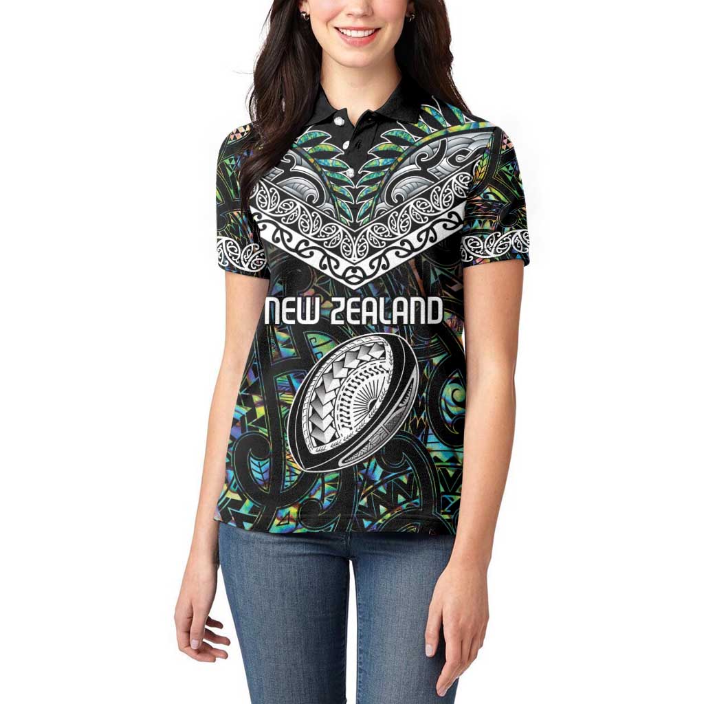 Custom New Zealand Women Polo Shirt Maori Rugby Tattoo Papua Shell