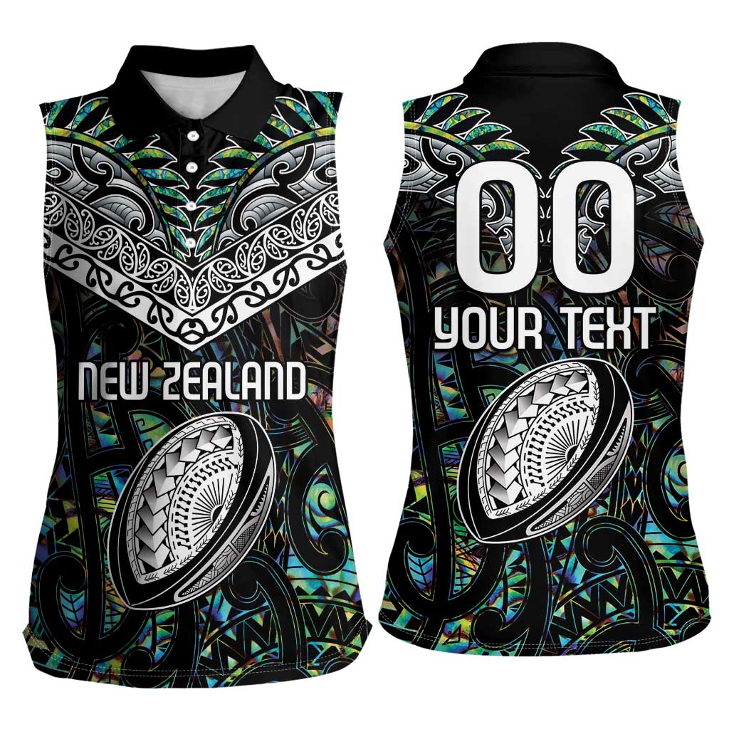 Custom New Zealand Women Sleeveless Polo Shirt Maori Rugby Tattoo Papua Shell