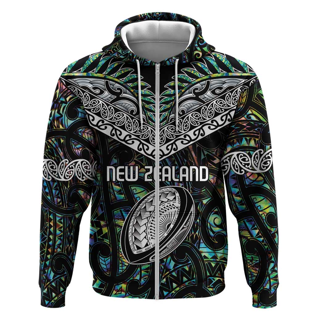 Custom New Zealand Zip Hoodie Maori Rugby Tattoo Papua Shell