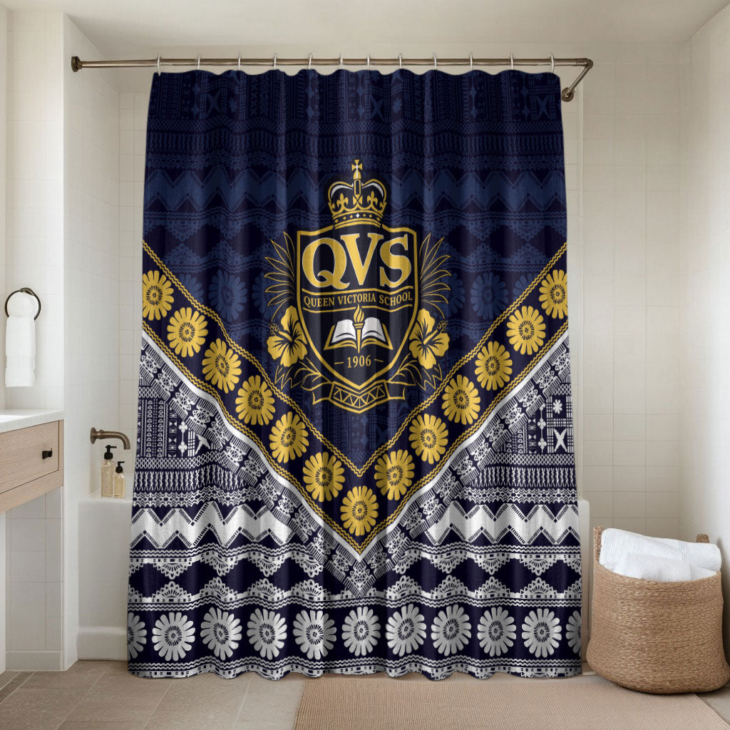Fiji Queen Victoria School Bathroom Set QVS 1906 Generational School Legacy LT9 Shower Curtain Only Blue - Polynesian Pride