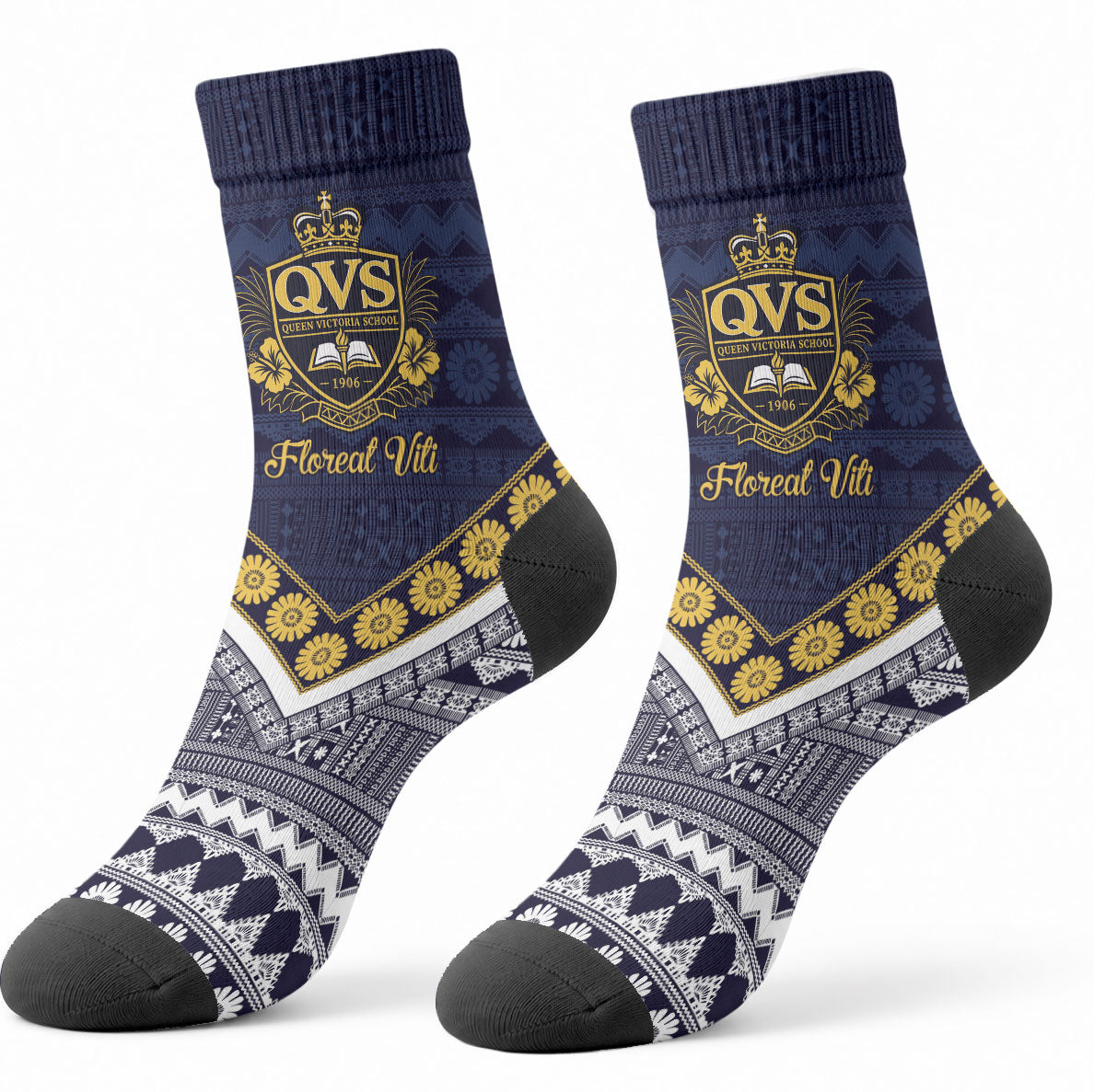 Fiji Queen Victoria School Crew Socks QVS 1906 Generational School Legacy LT9 - Polynesian Pride