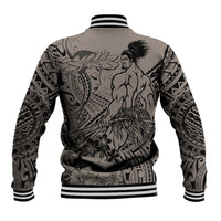 Beauty and The Warrior Polynesian Valentine Baseball Jacket Hibiscus FLowers Brown Style LT9 - Polynesian Pride