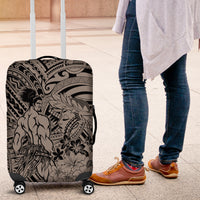 Beauty and The Warrior Polynesian Valentine Luggage Cover Hibiscus FLowers Brown Style LT9 Brown - Polynesian Pride
