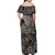 Beauty and The Warrior Polynesian Valentine Off Shoulder Maxi Dress Hibiscus FLowers Brown Style LT9 - Polynesian Pride