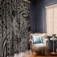 Beauty and The Warrior Polynesian Valentine Window Curtain Hibiscus FLowers Brown Style LT9 - Polynesian Pride