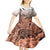 Beauty and The Warrior Polynesian Valentine Kid Short Sleeve Dress Hibiscus FLowers Orange Style LT9 - Polynesian Pride