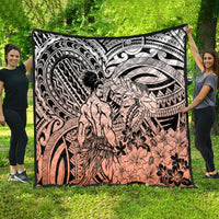 Beauty and The Warrior Polynesian Valentine Quilt Hibiscus FLowers Orange Style LT9 - Polynesian Pride