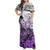 Beauty and The Warrior Polynesian Valentine Family Matching Off Shoulder Maxi Dress and Hawaiian Shirt Hibiscus FLowers Purple Style LT9 Mom's Dress Purple - Polynesian Pride