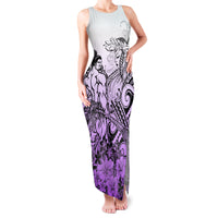 Beauty and The Warrior Polynesian Valentine Family Matching Tank Maxi Dress and Hawaiian Shirt Hibiscus FLowers Purple Style LT9 Mom's Dress Purple - Polynesian Pride