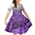 Beauty and The Warrior Polynesian Valentine Kid Short Sleeve Dress Hibiscus FLowers Purple Style LT9 KID Purple - Polynesian Pride