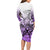 Beauty and The Warrior Polynesian Valentine Long Sleeve Bodycon Dress Hibiscus FLowers Purple Style LT9 - Polynesian Pride