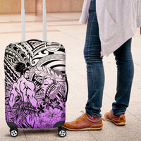 Beauty and The Warrior Polynesian Valentine Luggage Cover Hibiscus FLowers Purple Style LT9 Purple - Polynesian Pride