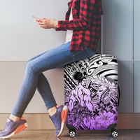 Beauty and The Warrior Polynesian Valentine Luggage Cover Hibiscus FLowers Purple Style LT9 - Polynesian Pride