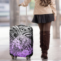 Beauty and The Warrior Polynesian Valentine Luggage Cover Hibiscus FLowers Purple Style LT9 - Polynesian Pride