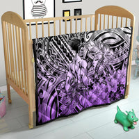 Beauty and The Warrior Polynesian Valentine Quilt Hibiscus FLowers Purple Style LT9 - Polynesian Pride