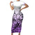 Beauty and The Warrior Polynesian Valentine Short Sleeve Bodycon Dress Hibiscus FLowers Purple Style LT9 Long Dress Purple - Polynesian Pride