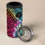 Beauty and The Warrior Polynesian Valentine 4 in 1 Can Cooler Tumbler Hibiscus FLowers Rainbow Style