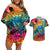 Beauty and The Warrior Polynesian Valentine Couples Matching Off Shoulder Short Dress and Hawaiian Shirt Hibiscus FLowers Rainbow Style LT9 Rainbow - Polynesian Pride