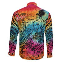 Beauty and The Warrior Polynesian Valentine Family Matching Long Sleeve Bodycon Dress and Hawaiian Shirt Hibiscus FLowers Rainbow Style LT9 - Polynesian Pride