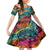 Beauty and The Warrior Polynesian Valentine Family Matching Off Shoulder Long Sleeve Dress and Hawaiian Shirt Hibiscus FLowers Rainbow Style LT9 Daughter's Dress Rainbow - Polynesian Pride