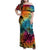 Beauty and The Warrior Polynesian Valentine Family Matching Off Shoulder Maxi Dress and Hawaiian Shirt Hibiscus FLowers Rainbow Style LT9 Mom's Dress Rainbow - Polynesian Pride