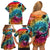 Beauty and The Warrior Polynesian Valentine Family Matching Off Shoulder Short Dress and Hawaiian Shirt Hibiscus FLowers Rainbow Style LT9 - Polynesian Pride