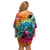 Beauty and The Warrior Polynesian Valentine Family Matching Off Shoulder Short Dress and Hawaiian Shirt Hibiscus FLowers Rainbow Style LT9 - Polynesian Pride