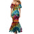 Beauty and The Warrior Polynesian Valentine Mermaid Dress Hibiscus FLowers Rainbow Style LT9 - Polynesian Pride