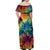 Beauty and The Warrior Polynesian Valentine Off Shoulder Maxi Dress Hibiscus FLowers Rainbow Style LT9 - Polynesian Pride