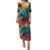 Beauty and The Warrior Polynesian Valentine Puletasi Hibiscus FLowers Rainbow Style LT9 Long Dress Rainbow - Polynesian Pride