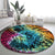 Beauty and The Warrior Polynesian Valentine Round Carpet Hibiscus FLowers Rainbow Style LT9 - Polynesian Pride