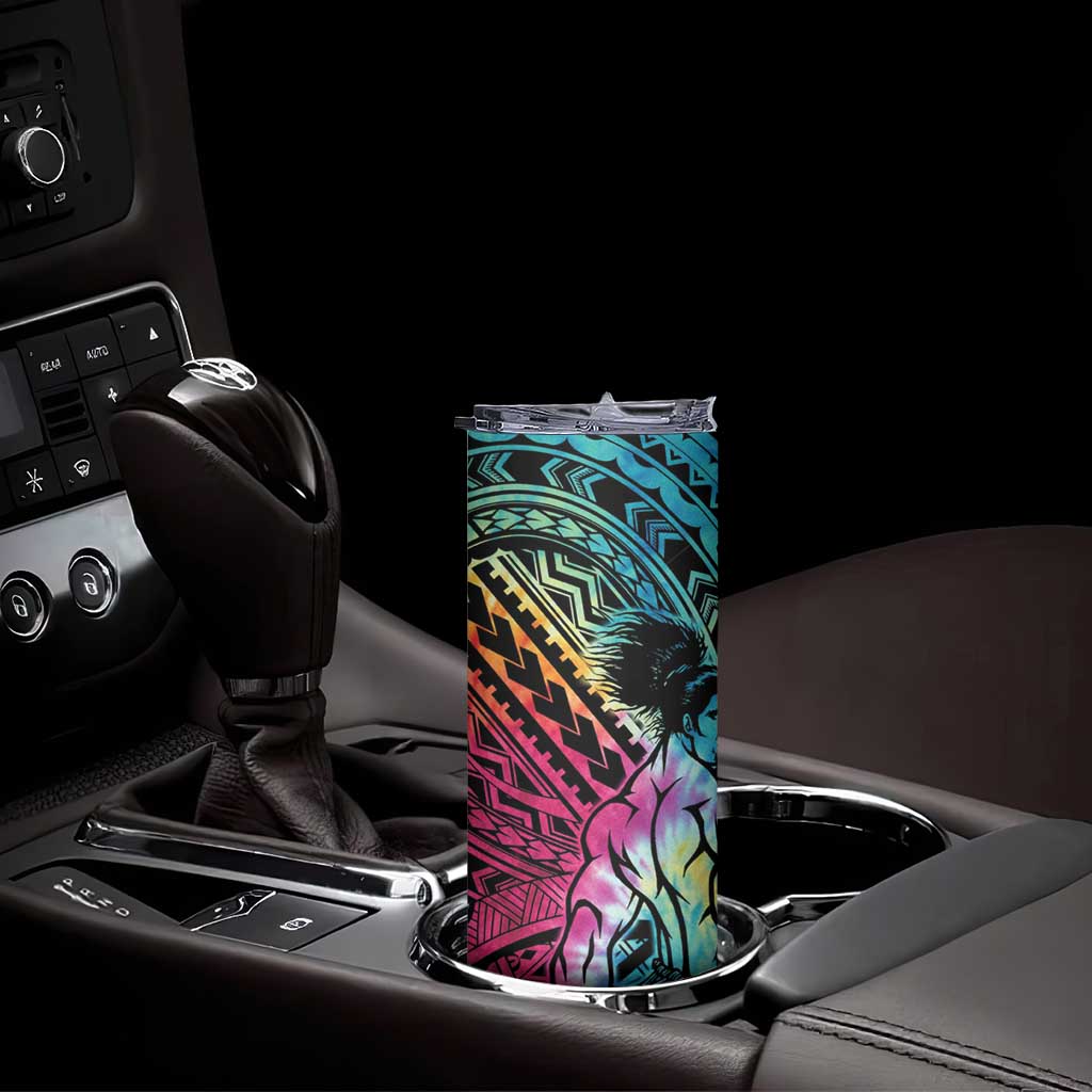 Beauty and The Warrior Polynesian Valentine Skinny Tumbler Hibiscus FLowers Rainbow Style