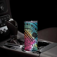 Beauty and The Warrior Polynesian Valentine Skinny Tumbler Hibiscus FLowers Rainbow Style