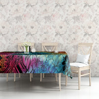 Beauty and The Warrior Polynesian Valentine Tablecloth Hibiscus FLowers Rainbow Style LT9 - Polynesian Pride