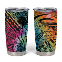 Beauty and The Warrior Polynesian Valentine Tumbler Cup Hibiscus FLowers Rainbow Style LT9 Art - Polynesian Pride