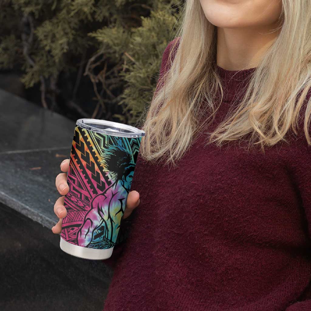 Beauty and The Warrior Polynesian Valentine Tumbler Cup Hibiscus FLowers Rainbow Style LT9 - Polynesian Pride