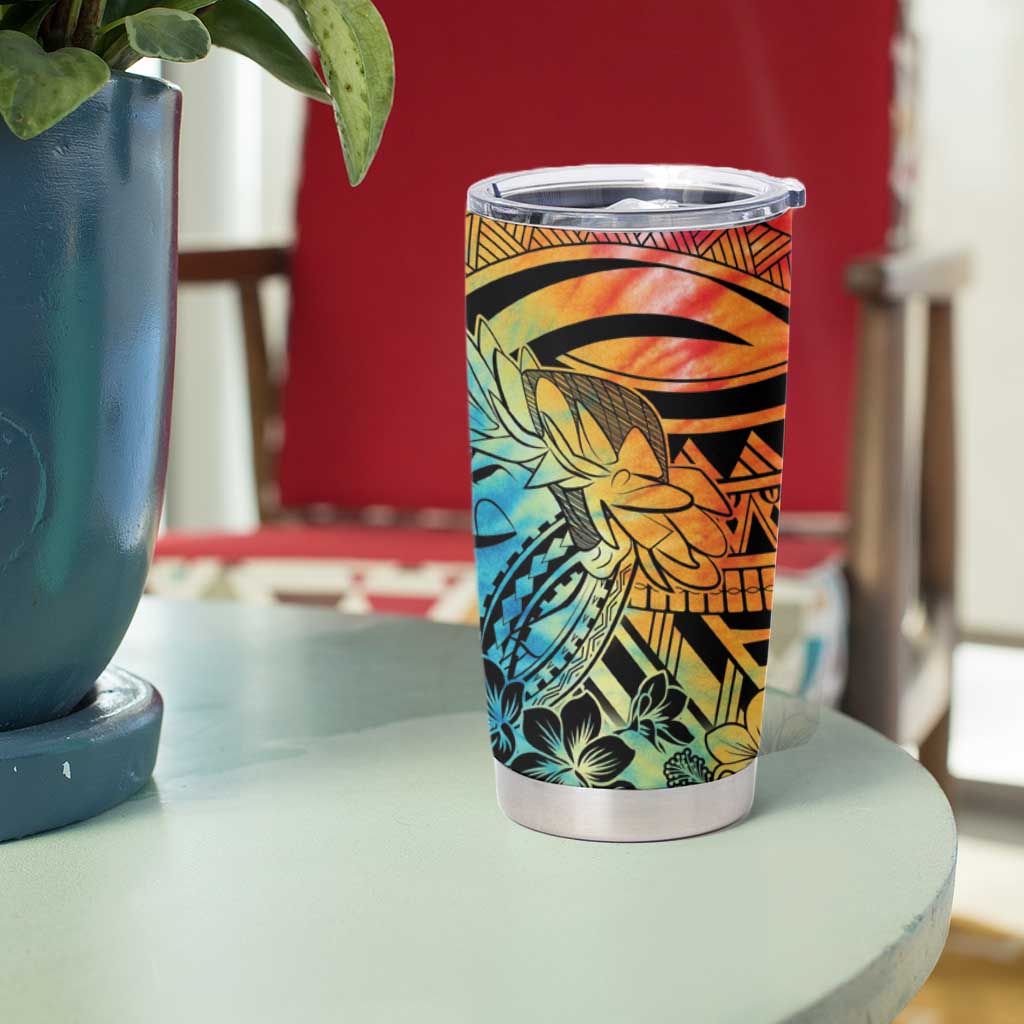 Beauty and The Warrior Polynesian Valentine Tumbler Cup Hibiscus FLowers Rainbow Style LT9 - Polynesian Pride