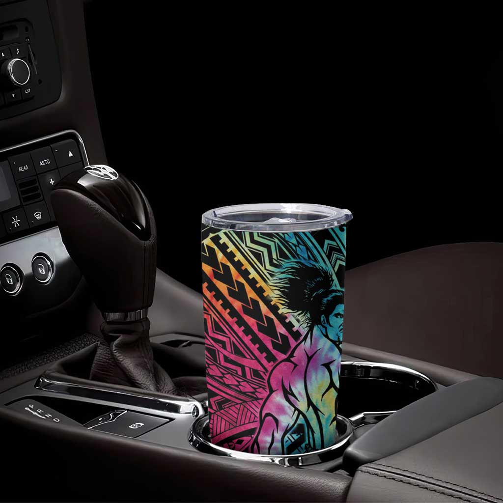 Beauty and The Warrior Polynesian Valentine Tumbler Cup Hibiscus FLowers Rainbow Style LT9 - Polynesian Pride