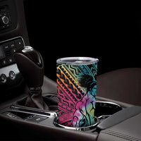 Beauty and The Warrior Polynesian Valentine Tumbler Cup Hibiscus FLowers Rainbow Style LT9 - Polynesian Pride