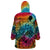 Beauty and The Warrior Polynesian Valentine Wearable Blanket Hoodie Hibiscus FLowers Rainbow Style LT9 - Polynesian Pride